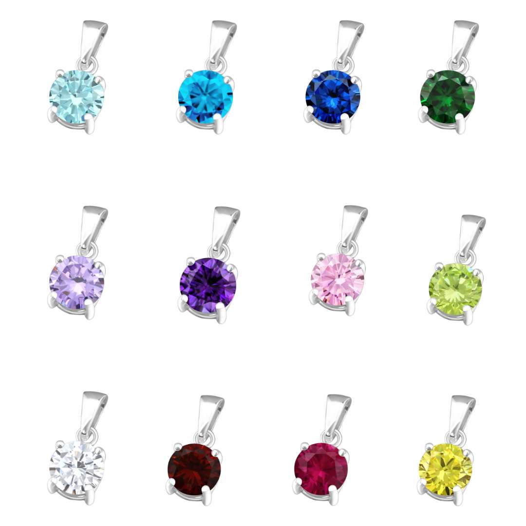 925 Birthstone Pendant - Sterling Silver & Cubic Zirconia