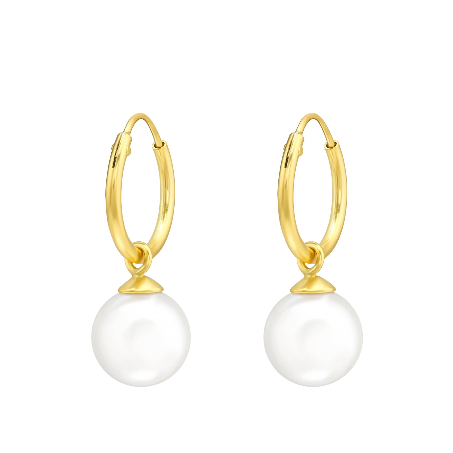 Pearl Charm Drop Earrings - Gold Plated Sterling Silver