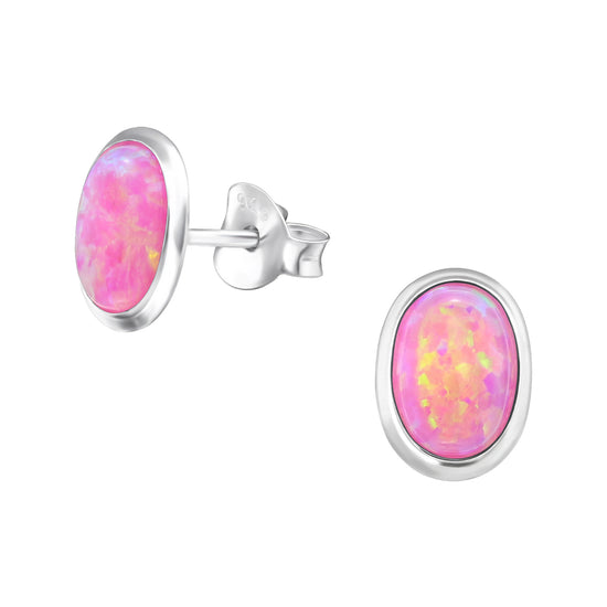 Fake Opal Earrings, Colour Shifting - Silver Plated Sterling Silver