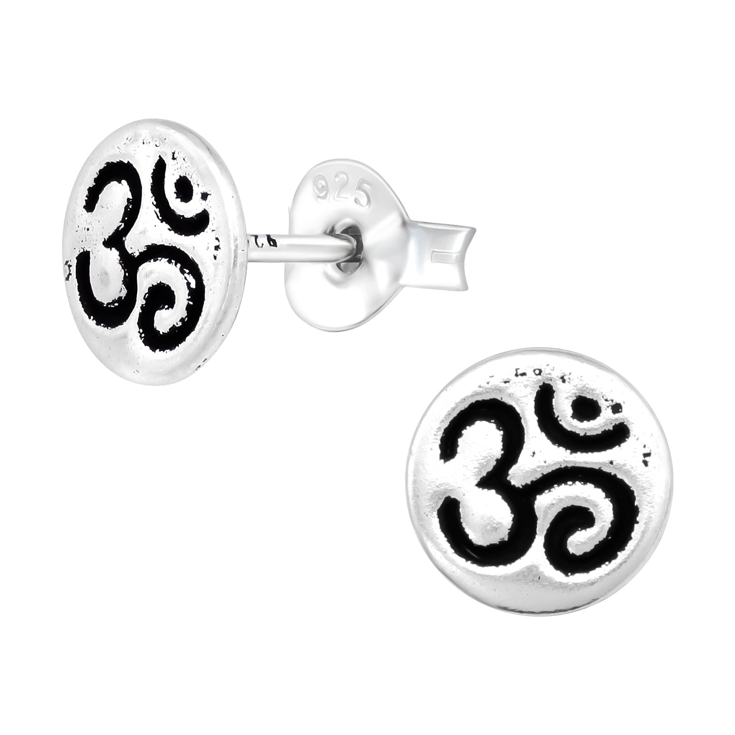 Silver Om Mantra Sacred Studs - Sterling Silver