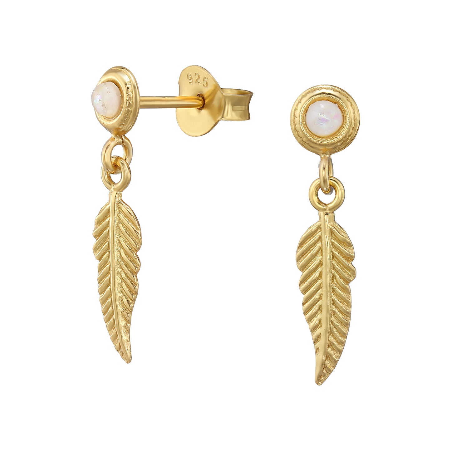 Gold Feather Earrings - Gold Plated Sterling Silver