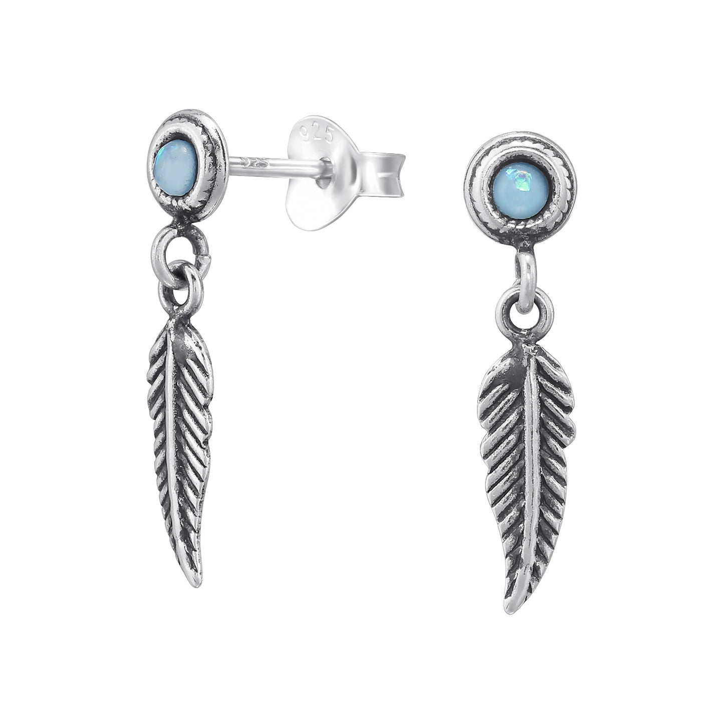 Silver Feather Earrings - 925 Sterling Silver