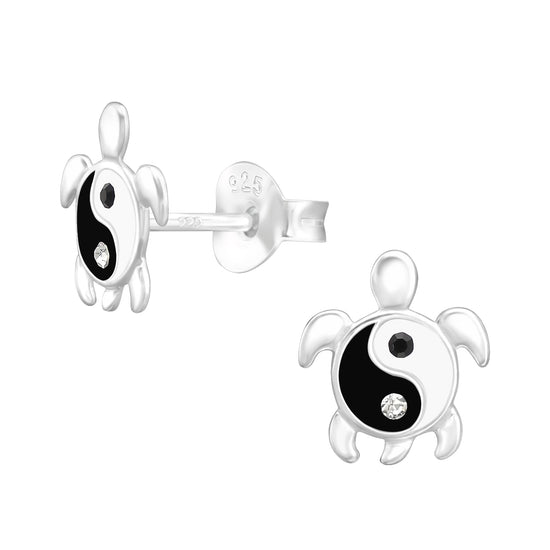 Yin Yang Turtle Earrings - Sterling Silver