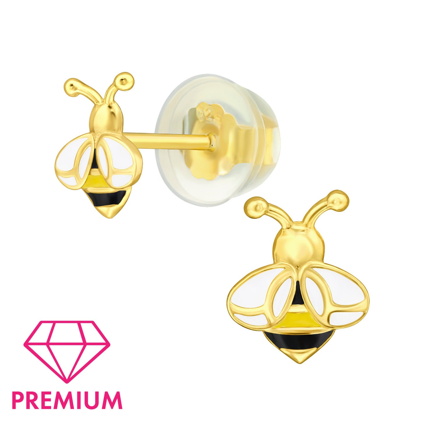 Gold Honey Bumble Bee Studs - Premium Kids Earrings