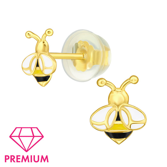 Gold Honey Bumble Bee Studs - Premium Kids Earrings