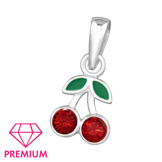 Cherry Pendant in Sterling Silver, Fruit Cherry Charm for Necklace