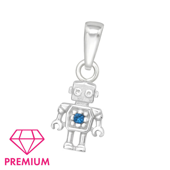 Robot Pendant Charm in Sterling Silver