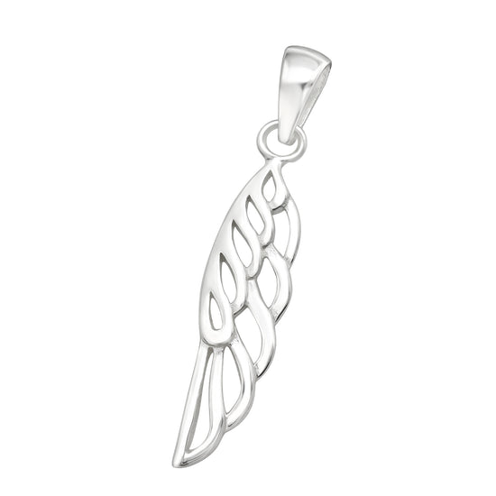 Angel Wing Pendant Charm, Sterling Silver for Necklace