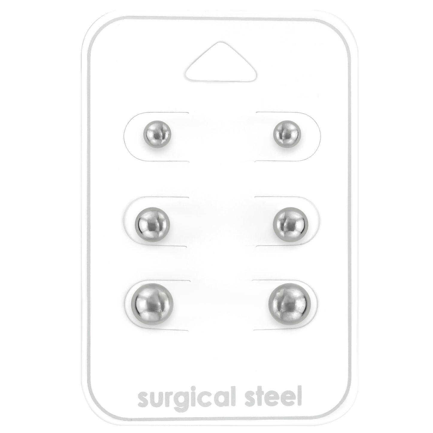 Surgical Grade Stainless Steel Ball Stud Earrings - 3 pack