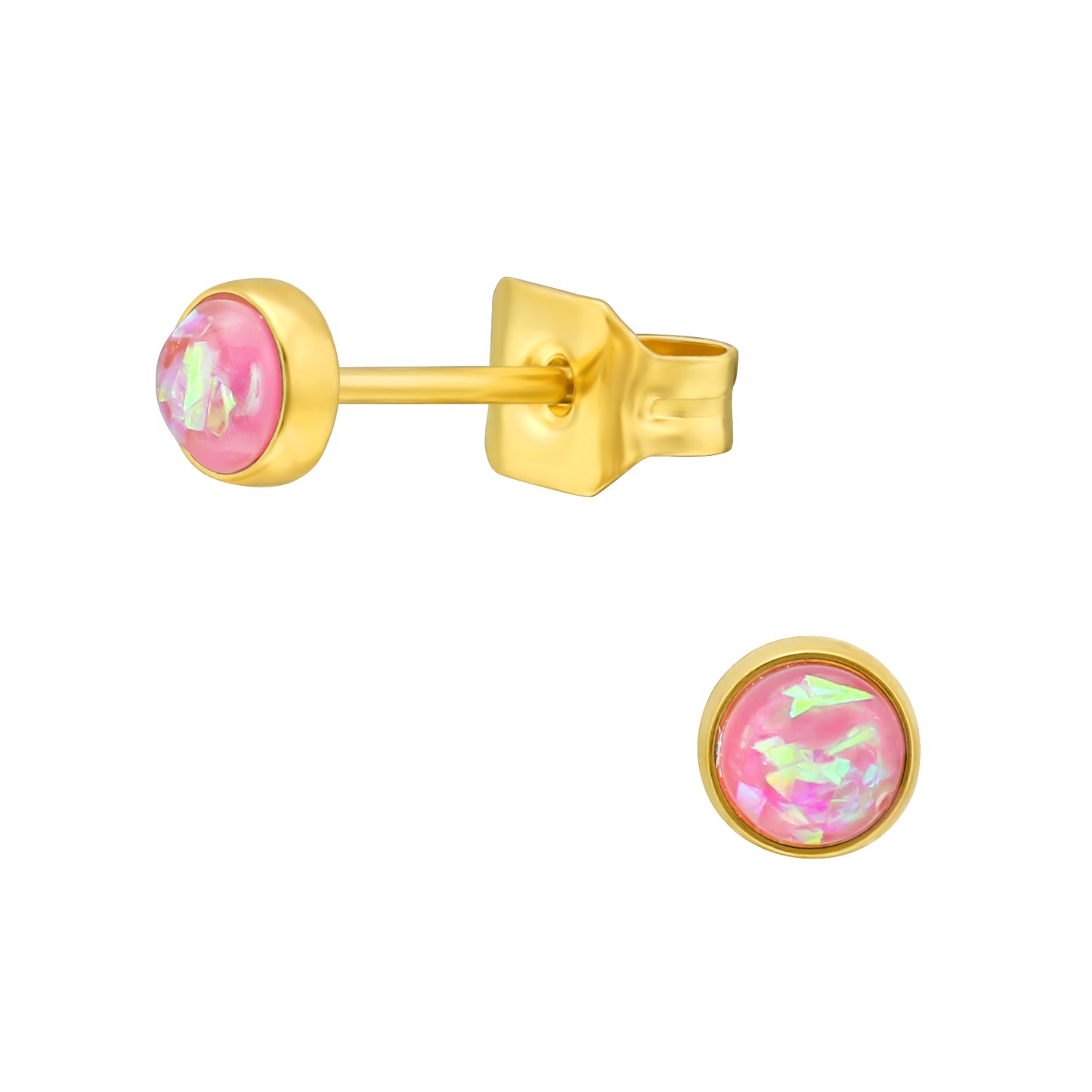 Pink Colour Shift Studs - Gold Plated Stainless Steel