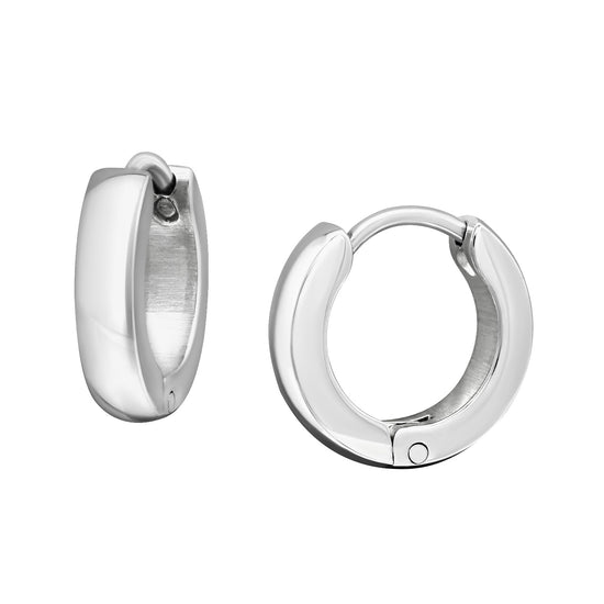 Bold Huggie Hoops - Unisex Earrings Surgical Grade in Silver