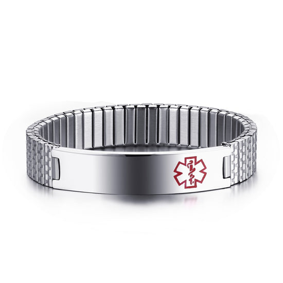 Silver Medical ID Bracelet - Waterproof Stainless Steel