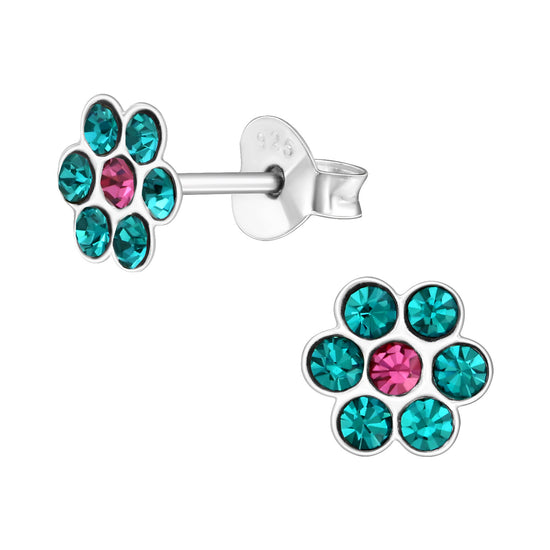 Green Flower Power Small Stud Earrings