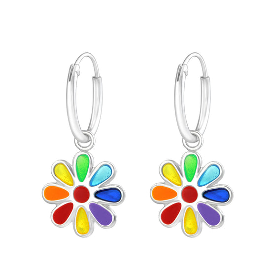 Flower Earrings - Colourful Sterling Silver Sleepers