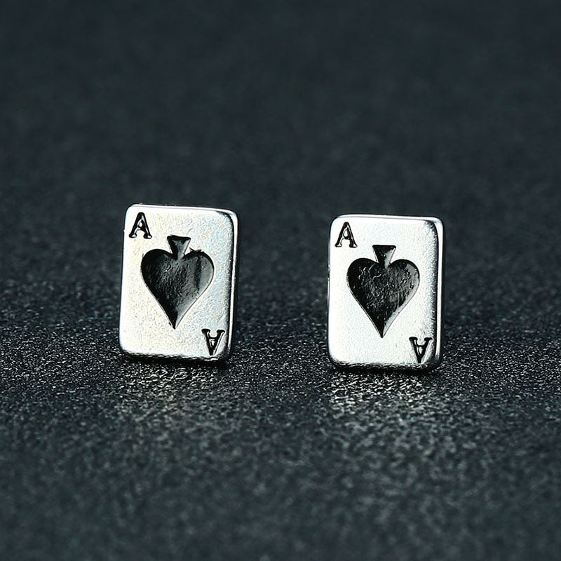 "ACE OF SPADES" - Poker Earring Studs