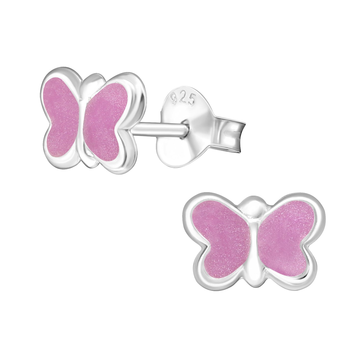 Children's Butterfly Glitter Studs - Blue Pink Glitter Earrings