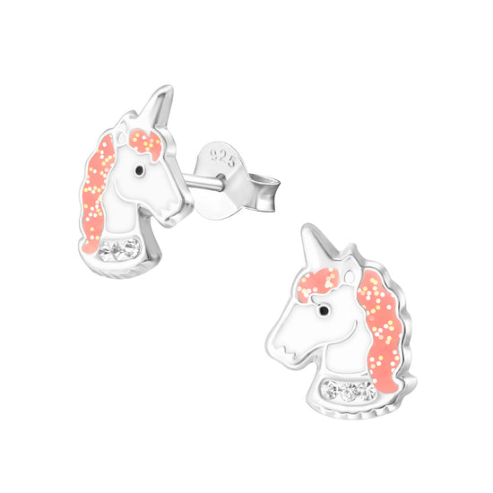 Peachy Unicorn Studs - Children's Sterling Silver Earrings