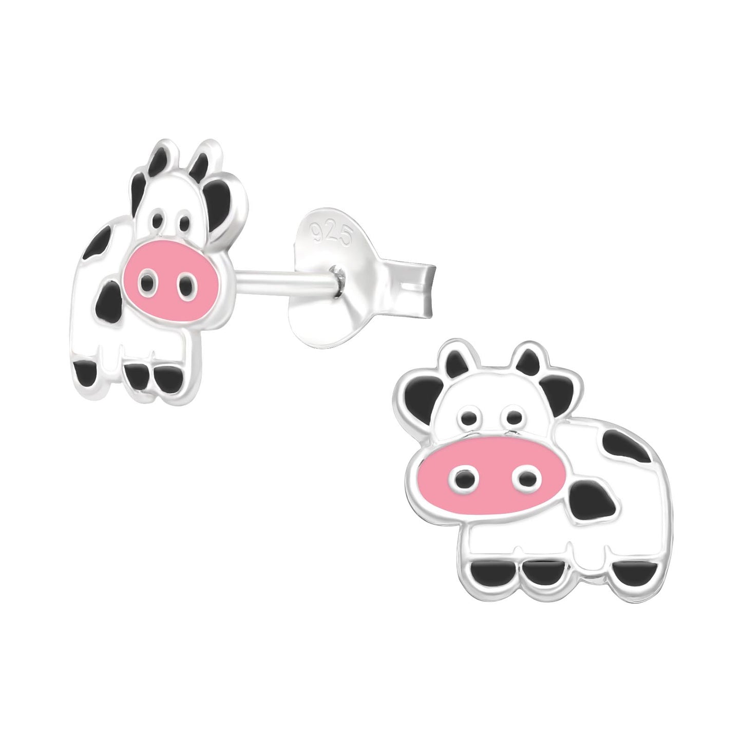 Silver Cow Earrings "MOO" - Sterling Silver