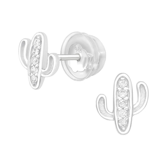 Silver Cactus Studs - Sterling Silver Earrings