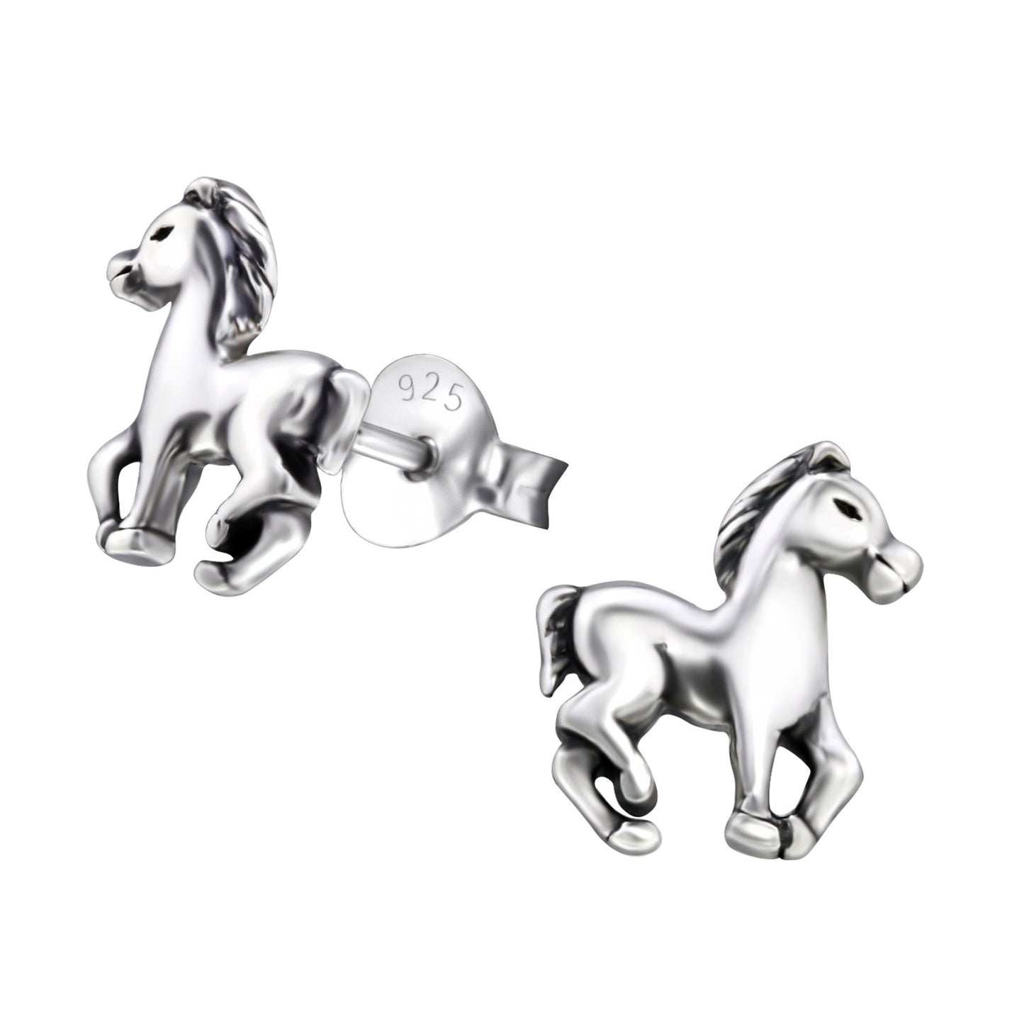 Children's Horse Studs - Oxidised Solid Sterling Silver