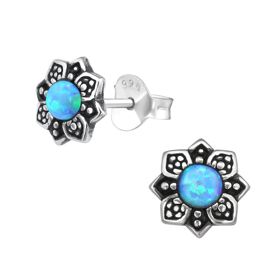 Flower Ear Studs - Hippy Earrings Line (Sterling Silver)