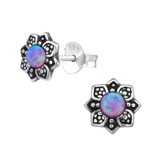 Flower Ear Studs - Hippy Earrings Line (Sterling Silver)