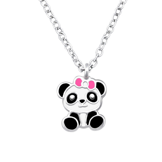 Cute Panda Necklace - Kid's Sterling Silver Necklace 39cm