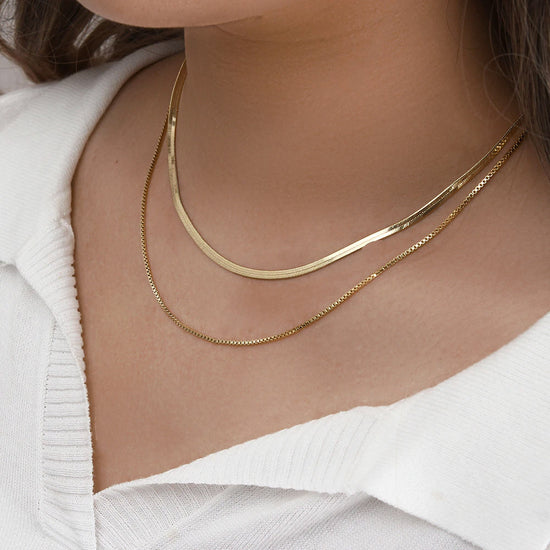 Gold Flat Snake Chain Layered Necklace