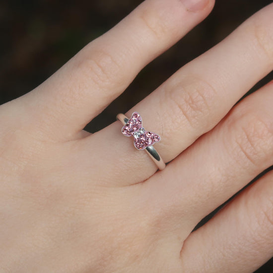 Adjustable Pink Butterfly Ring for Children