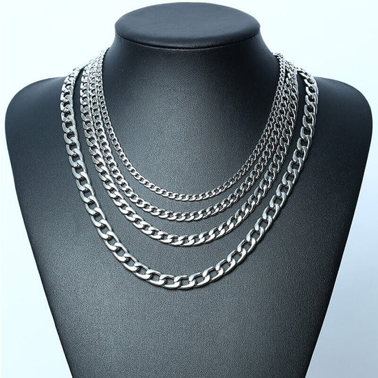 3mm Silver Cuban Link Chain (50cm)- Stainless Steel