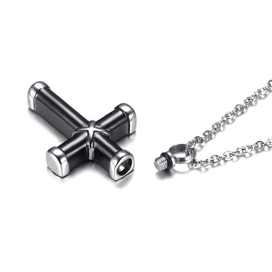 CROSS URN CREMATION NECKLACE - Christian Faith Ash Necklace