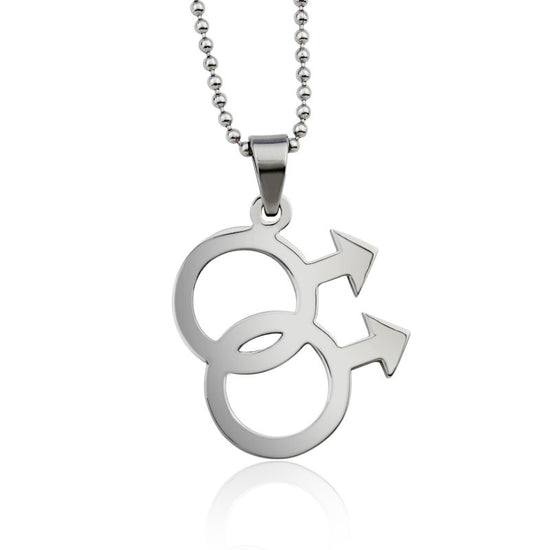 LGBTQ+ SILVER NECKLACE - Men's Pride Gay Pendant