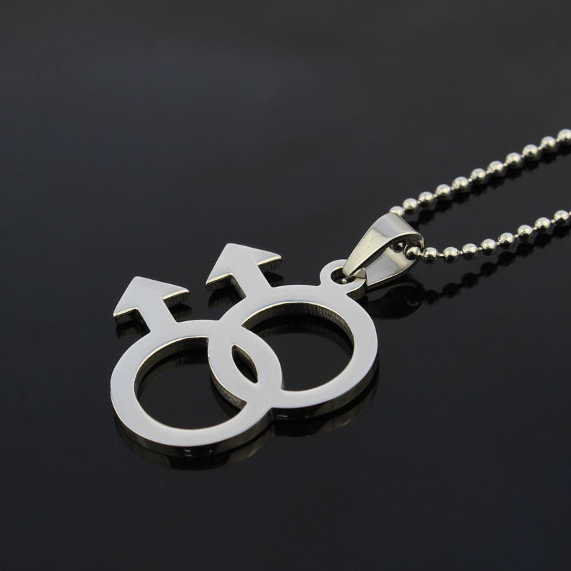 LGBTQ+ SILVER NECKLACE - Men's Pride Gay Pendant