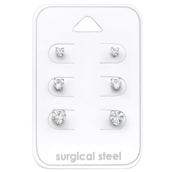 Surgical Steel Earrings for Sensitive Ears (silver) - Set of 3