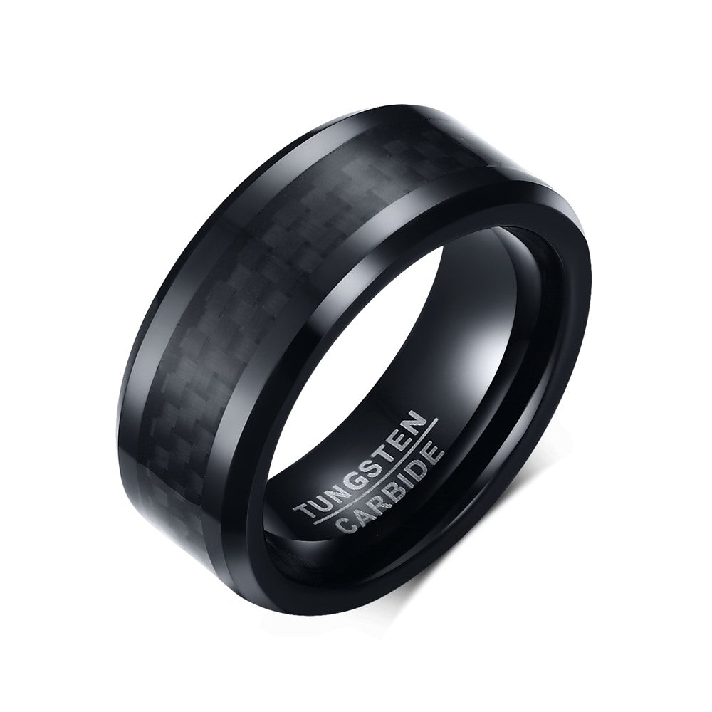 BLACK GRID TUNGSTEN RING - Men's Top Seller