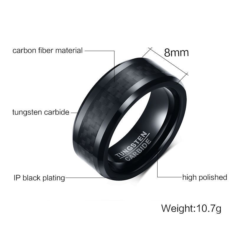 BLACK GRID TUNGSTEN RING - Men's Top Seller