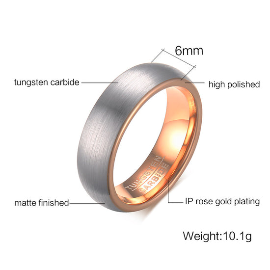 MENS ROSE GOLD & SILVER TUNGSTEN RING - High Shine