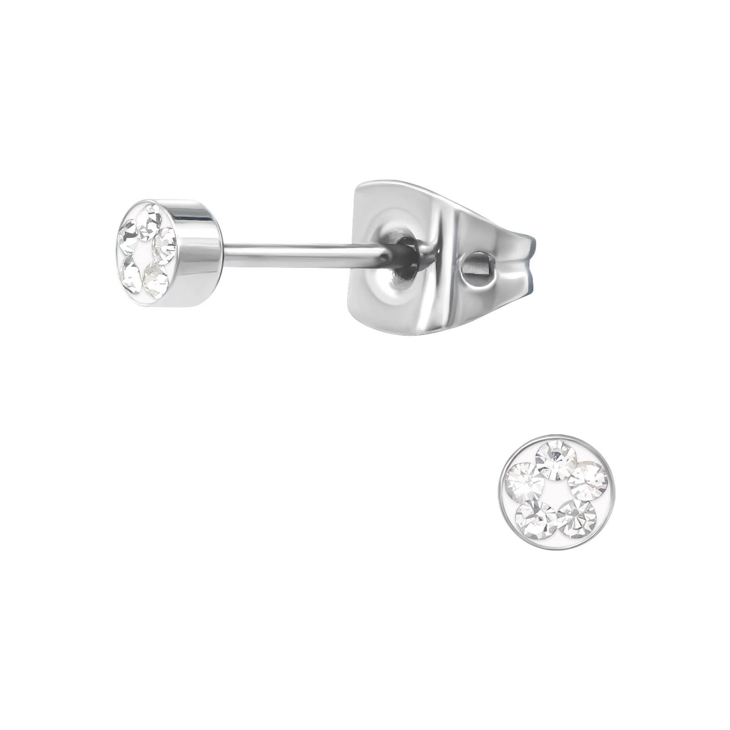 3MM Titanium Studs with Diamonte Crystals