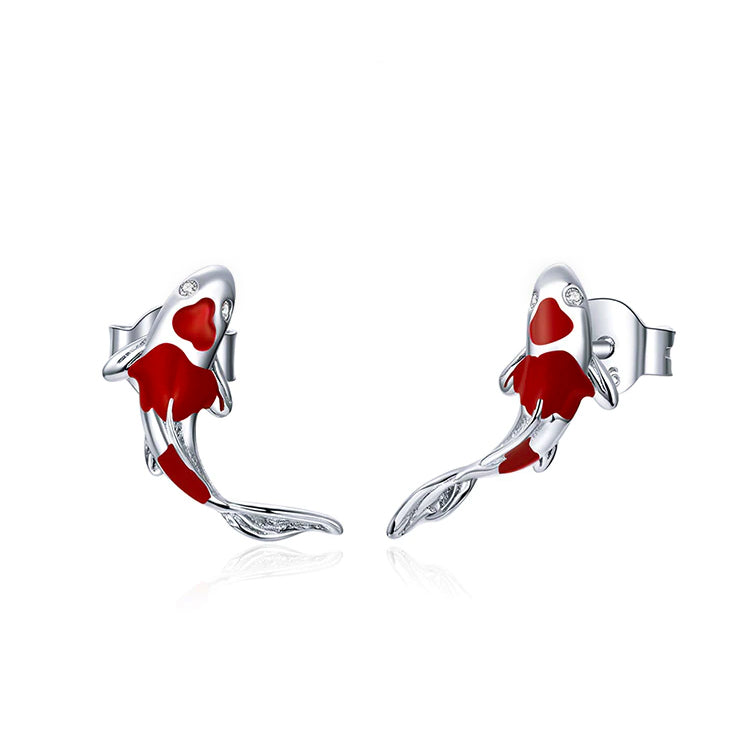 Japanese Red Koi Fish Studs - Women's Earrings jewellery