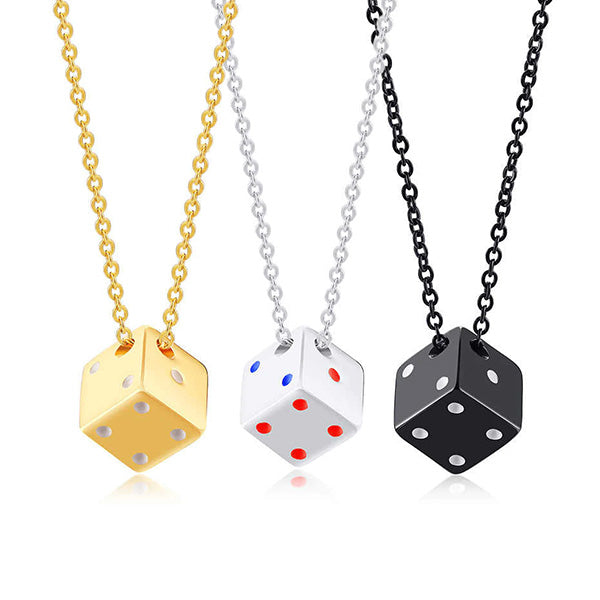 Gambling Rolling Dice Poker Necklace for Men: Men's Stainless Steel Jewellery Collection