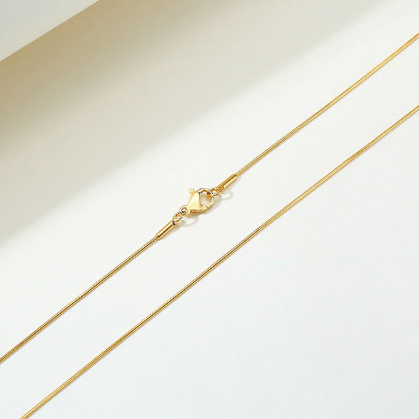 Antique Gold Skinny Round Snake Chain Necklace (1mm thin) - Stainless Steel