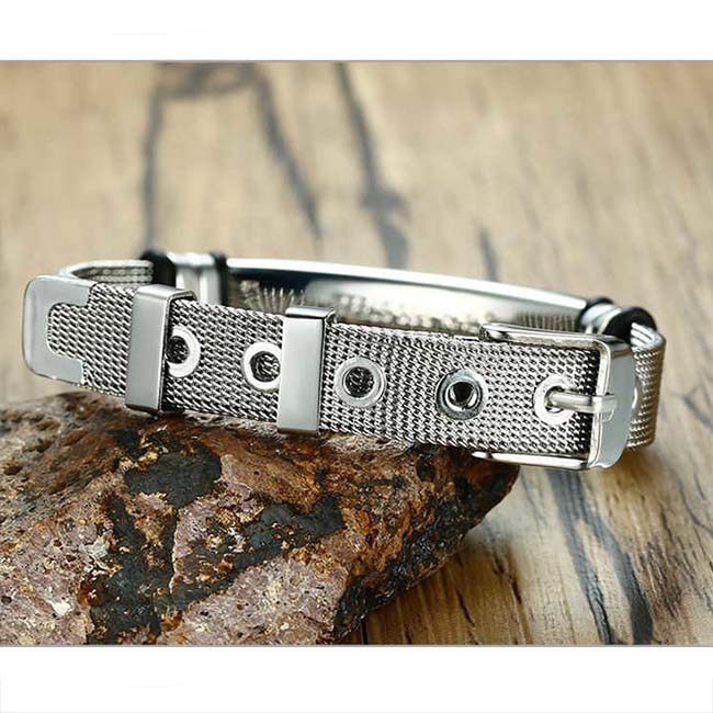 SILVER Mesh Medical ID - Stainless Steel Medical Alert Bracelet (light grey)