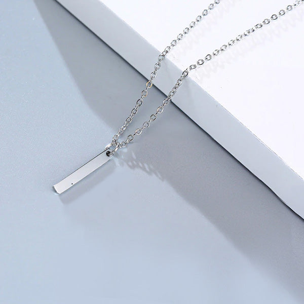 Mens Silver Bar Necklace