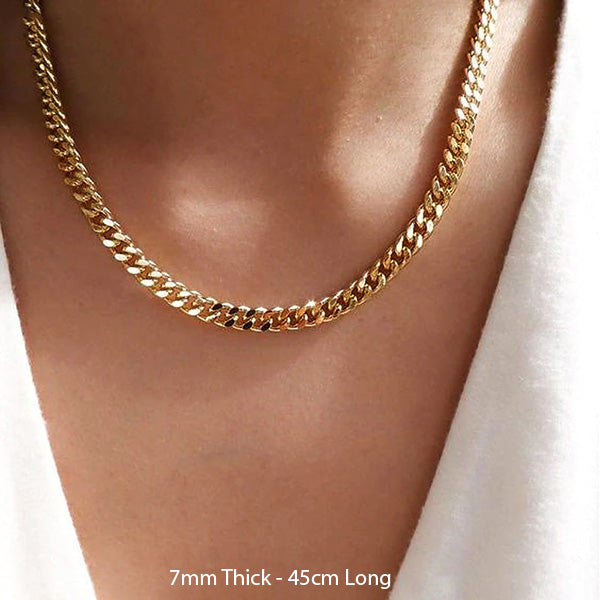 Gold Cuban Link Chain Necklace, Gold Jewellery for men and women unisex stainless steel